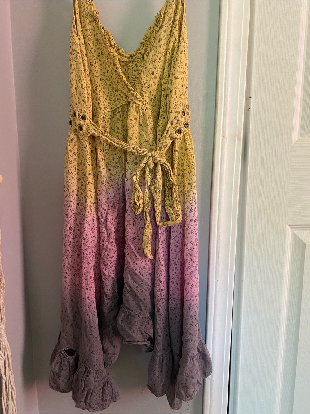 Girls Ombre Floral Sundress in Yellow, Pink & Gray - Picture 4 of 7